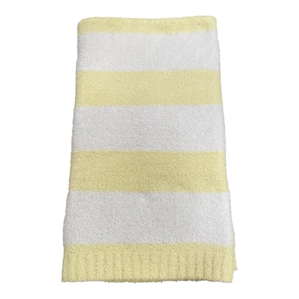 Cloud Island Chenille Stripe Baby Blanket Yellow White Stripe 30x40 in Soft Cozy